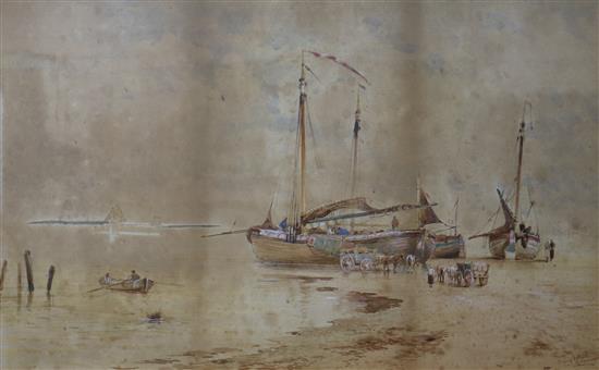 Style of T.B. Hardy, watercolour, Shipping Scheverigen, 48 x 70cm